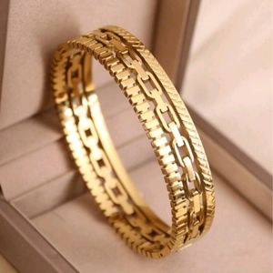1pc Vintage Wide Chain Link Simple Style Stainless Steel Bracelet For Women